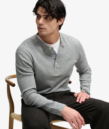 Mini Slub Waffle Long Sleeve Grandad Top Image 2