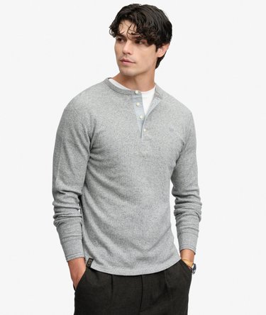 Mini Slub Waffle Long Sleeve Grandad Top Image 1