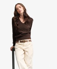Wool Blend Cable V Neck Jumper