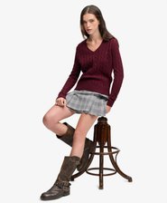 Wool Blend Cable V Neck Jumper