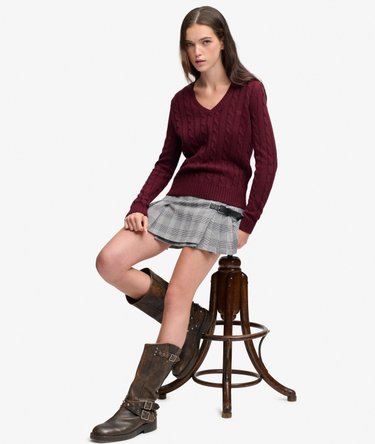 Wool Blend Cable V Neck Jumper Image 2