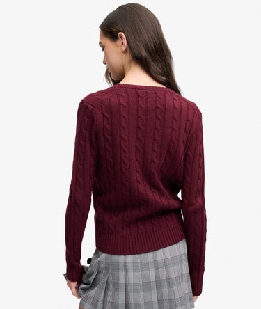 Wool Blend Cable V Neck Jumper Image 5