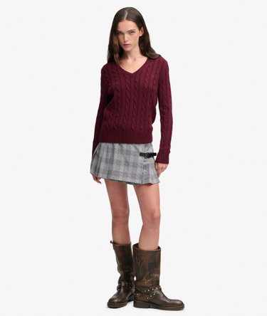 Wool Blend Cable V Neck Jumper Image 3