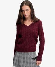 Wool Blend Cable V Neck Jumper