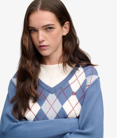 V-Neck Argyle Jumper Image 4