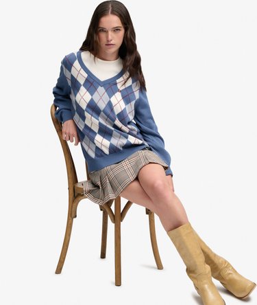 V-Neck Argyle Jumper Image 2