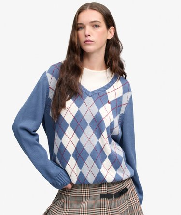 V-Neck Argyle Jumper Image 1