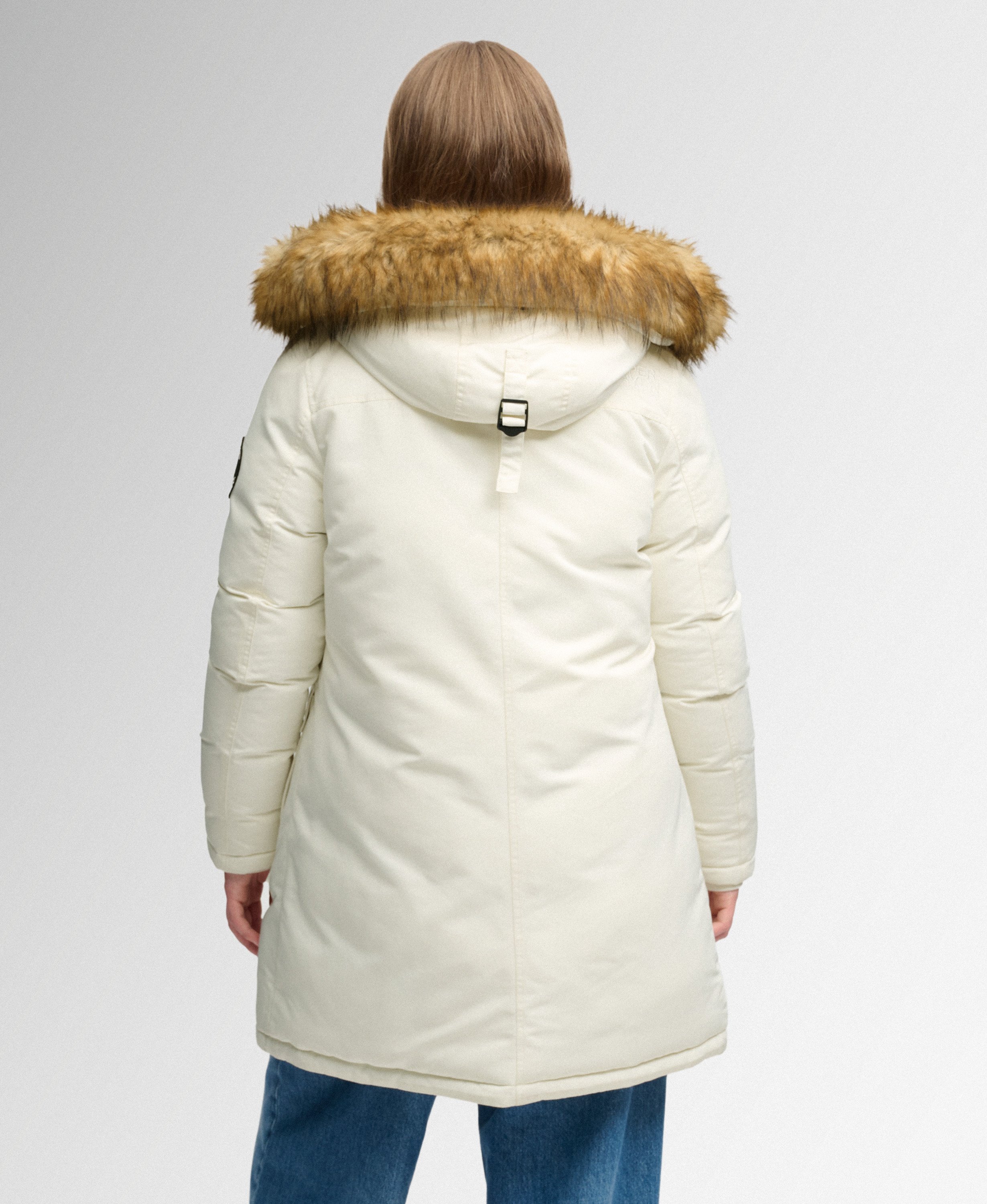 womens Everest Faux Fur Parka Coat in OFF WHITE | Superdry US