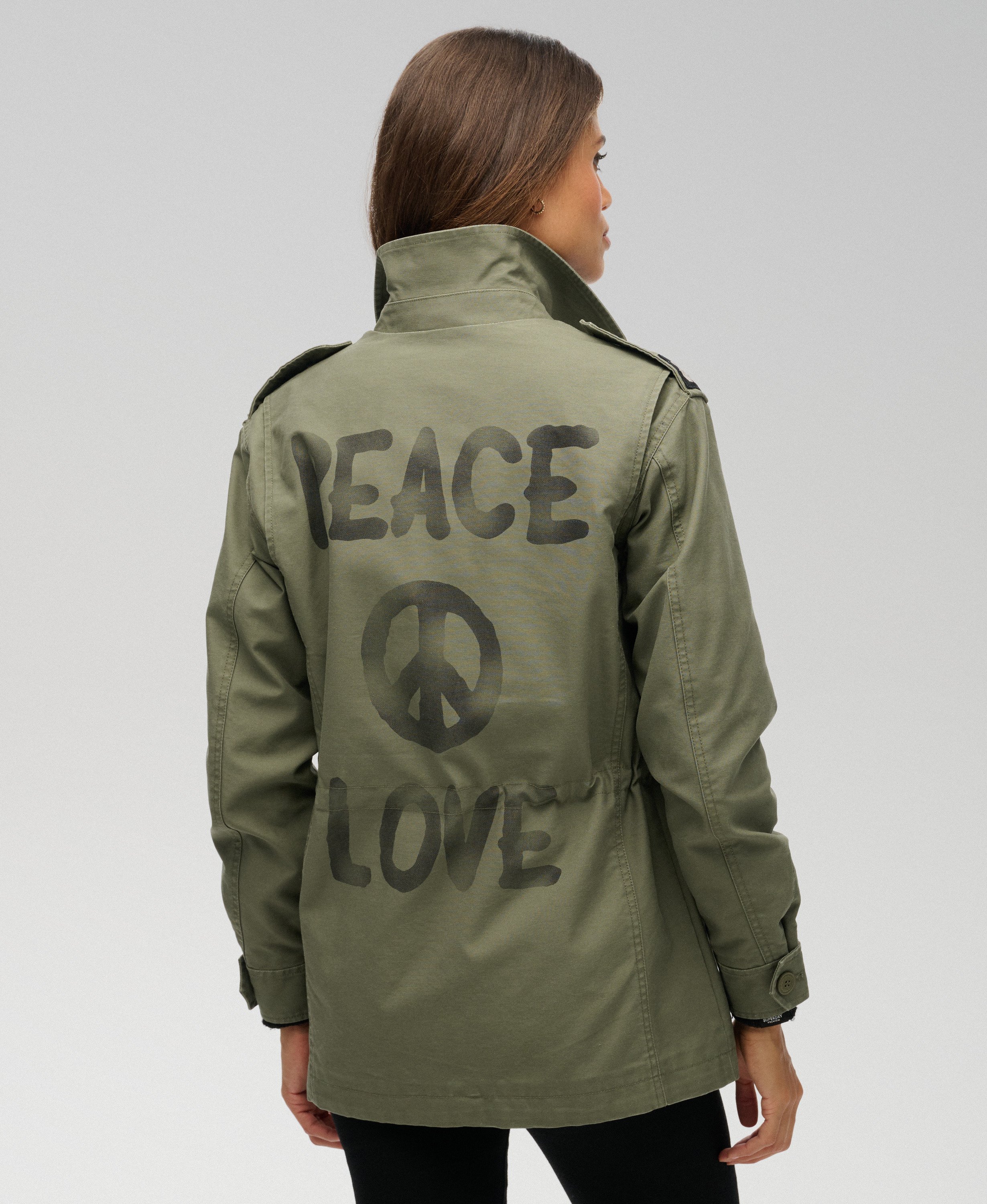 womens Embellished Field Jacket in Dusty Olive Green | Superdry US