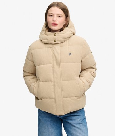 Premium Hooded Cord Puffer Jacket Image 5