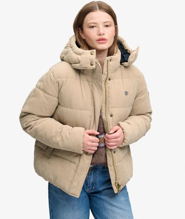 Premium Hooded Cord Puffer Jacket Image 1
