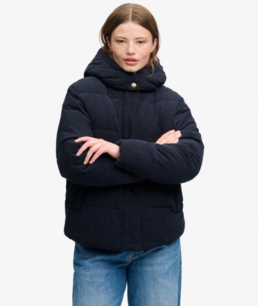 Premium Hooded Cord Puffer Jacket Image 5
