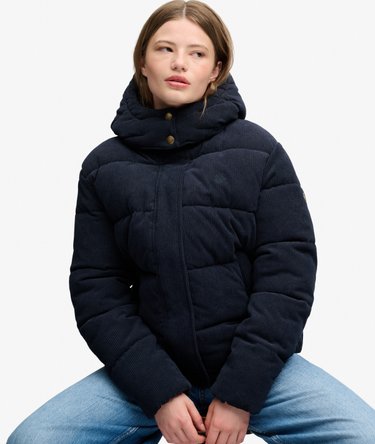 Premium Hooded Cord Puffer Jacket Image 2