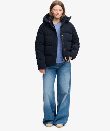 Premium Hooded Cord Puffer Jacket Image 3