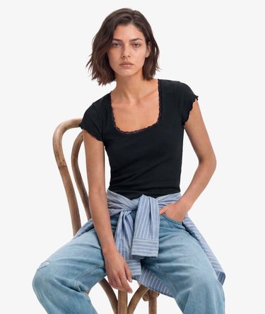 Essential Square Neck Short Sleeve T-Shirt Image 2
