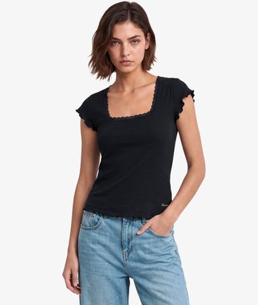 Essential Square Neck Short Sleeve T-Shirt Image 1