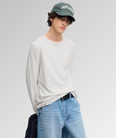 Cotton Linen Long Sleeve Pocket Top Image 1