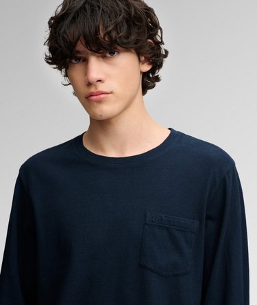Cotton Linen Long Sleeve Pocket Top Image 4