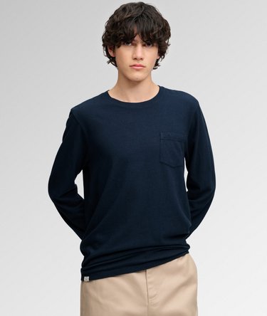 Cotton Linen Long Sleeve Pocket Top Image 1