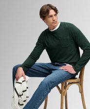Baumwoll-Leinen Langarmshirt mit Tasche