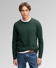 Baumwoll-Leinen Langarmshirt mit Tasche