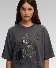 Tattoo Embellished Oversized T-Shirt
