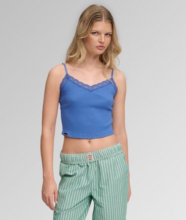 Essential Lace Trim Cropped Cami Top Image 2