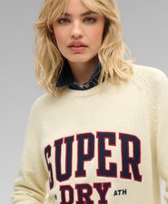 Slouchy Gebreide Graphic Trui Relaxed Pasvorm