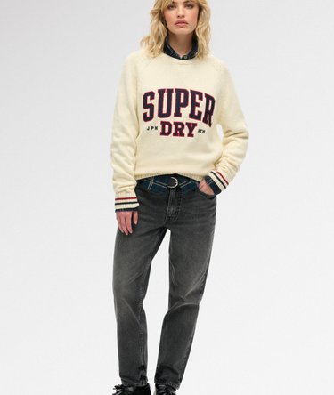 Slouchy Knitted Graphic Crew Jumper Image 3