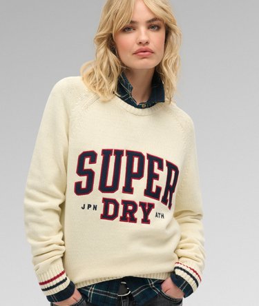 Slouchy Knitted Graphic Crew Jumper Image 1