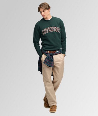 Athletic Applique Relaxed Crew Sweatshirt Image 3