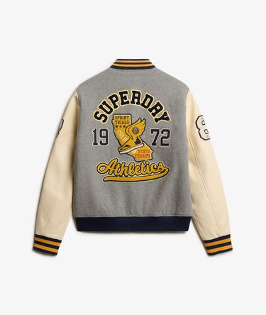 College Patched Bomber Jacket Image 8