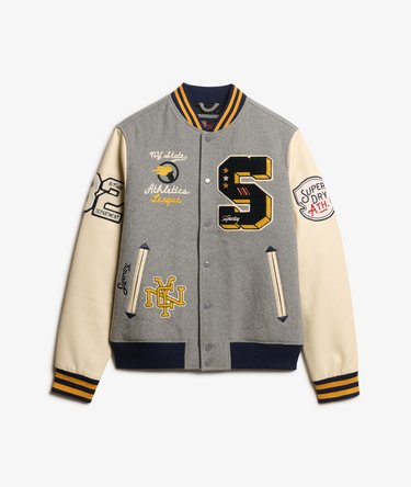 College Patched Bomber Jacket Image 7
