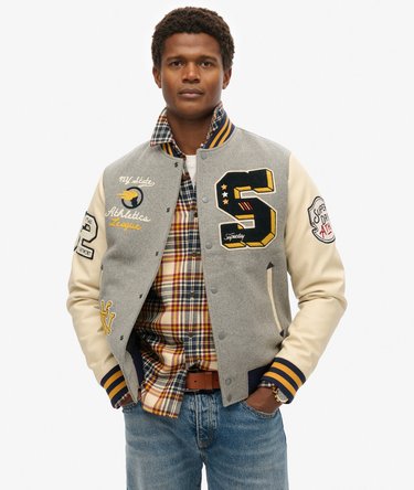 College Patched Bomber Jacket Image 2