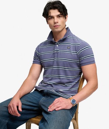 Vintage Stripe Jersey Poloshirt Afslappet Pasform Image 4