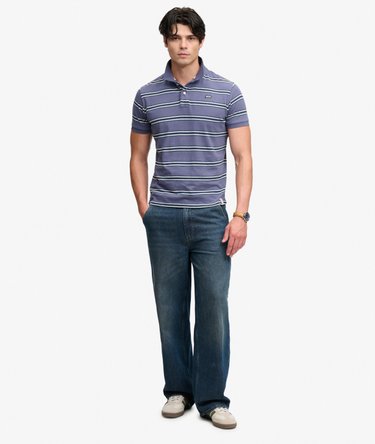 Vintage Stripe Jersey Poloshirt Afslappet Pasform Image 3