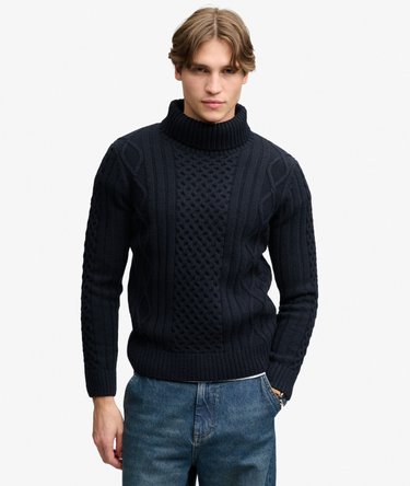 Jacob Cable Roll Neck Jumper Image 2