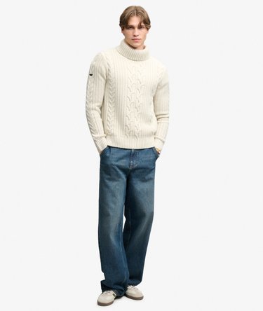 Jacob Cable Roll Neck Jumper Image 3