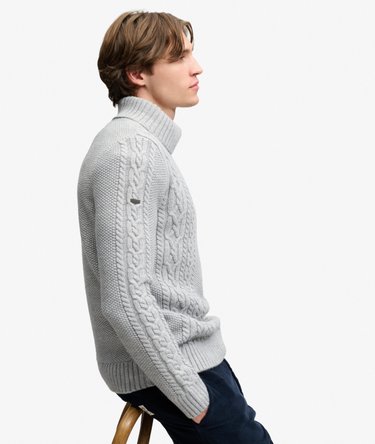 Jacob Cable Roll Neck Jumper Image 3