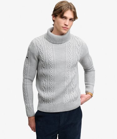 Jacob Cable Roll Neck Jumper Image 2