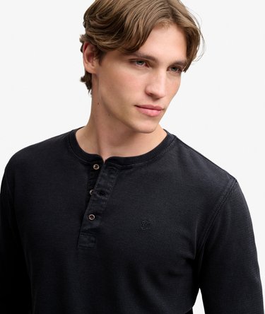 Waffle Henley-Shirt mit langen &Auml;rmeln Image 4