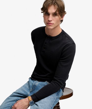 Waffle Henley-Shirt mit langen &Auml;rmeln Image 1