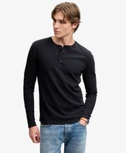 Camiseta Henley de Manga Larga Waffle