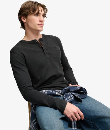Waffle Henley-Shirt mit langen &Auml;rmeln Image 1