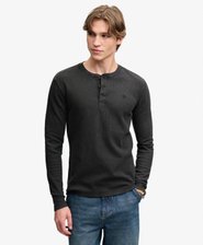 Waffle Henley-Shirt mit langen &Auml;rmeln