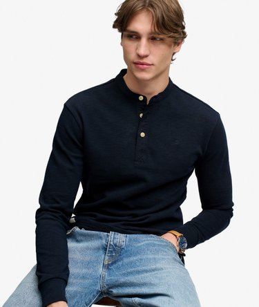 Woven Placket Grandad Top relaxed pasvorm Image 1