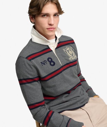 Double Emblem Stripe Rugbytr&oslash;je Image 1