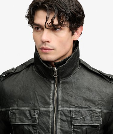 Brad Faux Leather Military Jacket Image 4