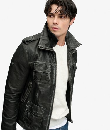 Brad Faux Leather Military Jacket Image 1