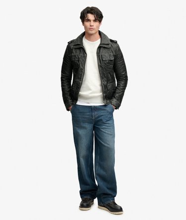 Brad Faux Leather Military Jacket Image 3